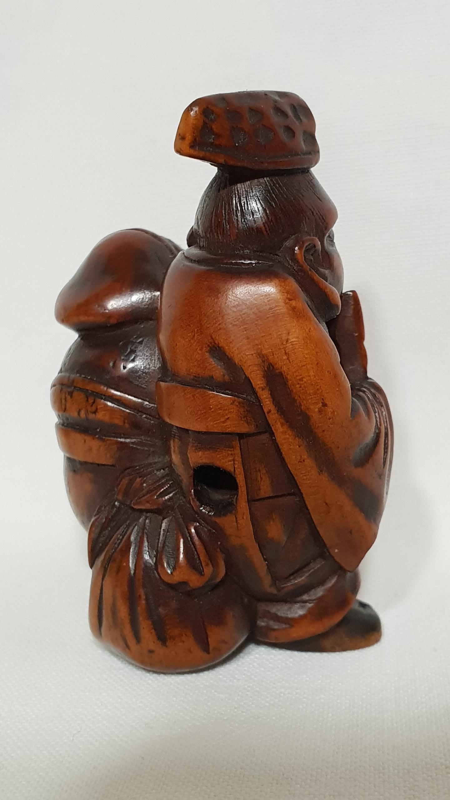 19th Century Meiji Period Japanese Two Street Entertainment Netsuke, 1880s