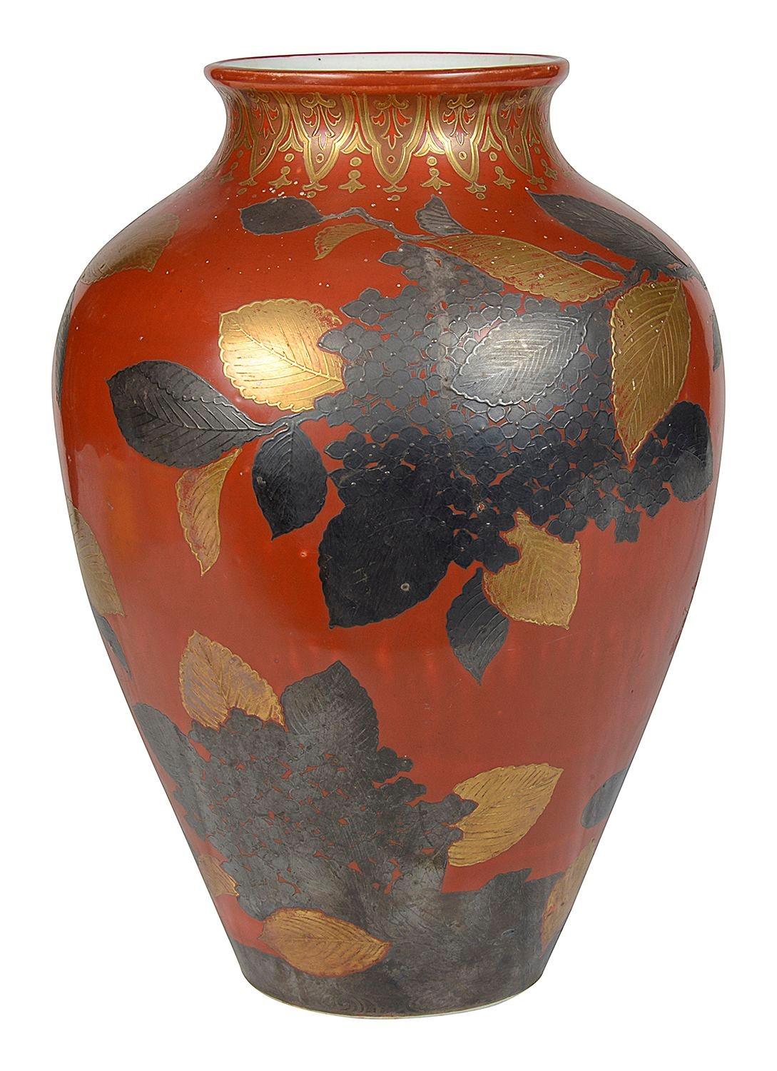 Lacquered Meiji period Japanese vase / lamp, circa 1890 For Sale