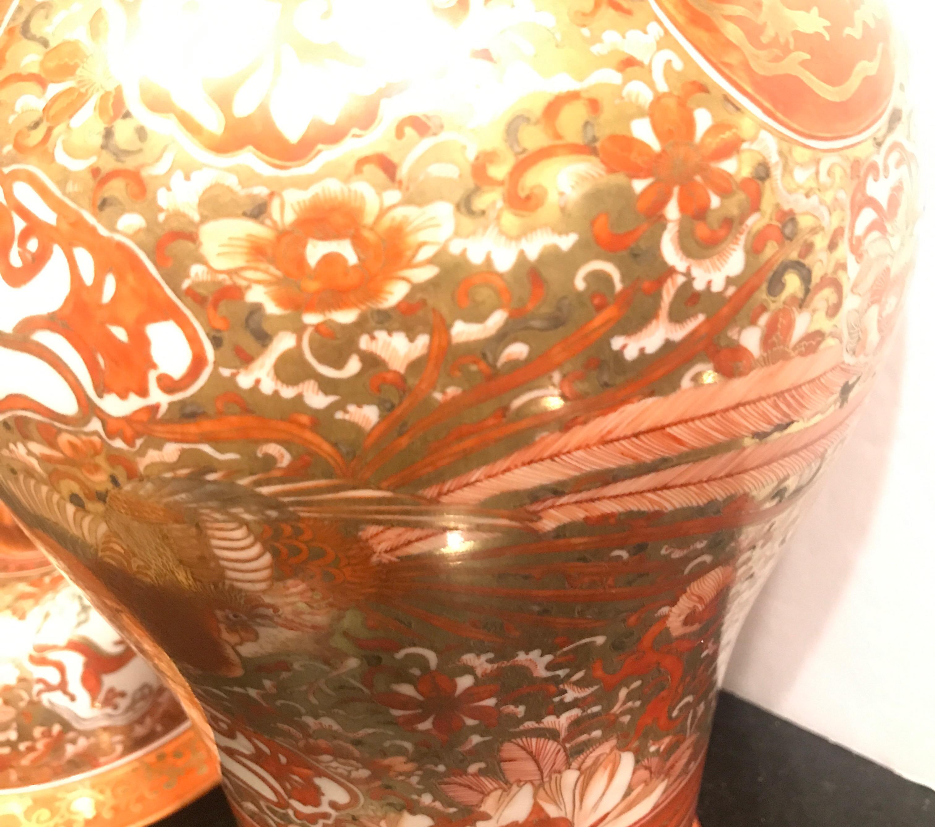 Antique Meiji Period Kutani Japanese Porcelain Temple Jar For Sale 2