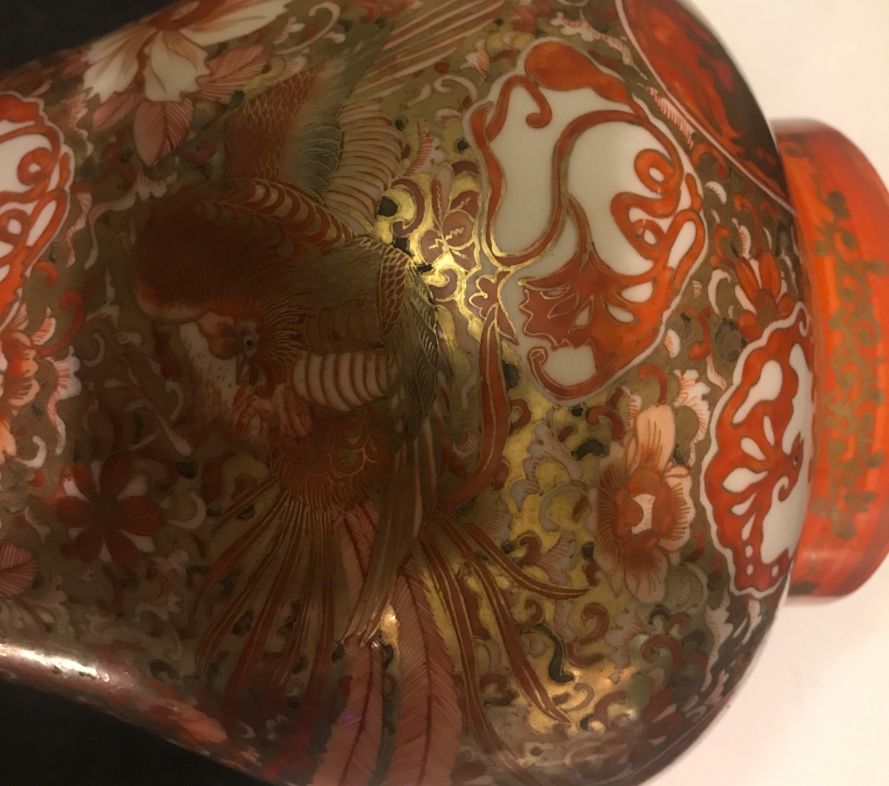 Antique Meiji Period Kutani Japanese Porcelain Temple Jar For Sale 5