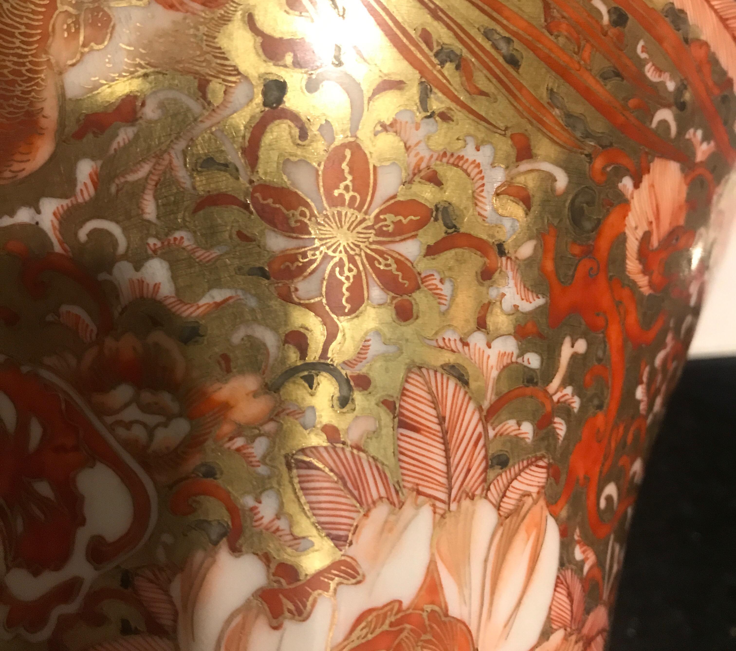 Antique Meiji Period Kutani Japanese Porcelain Temple Jar For Sale 6