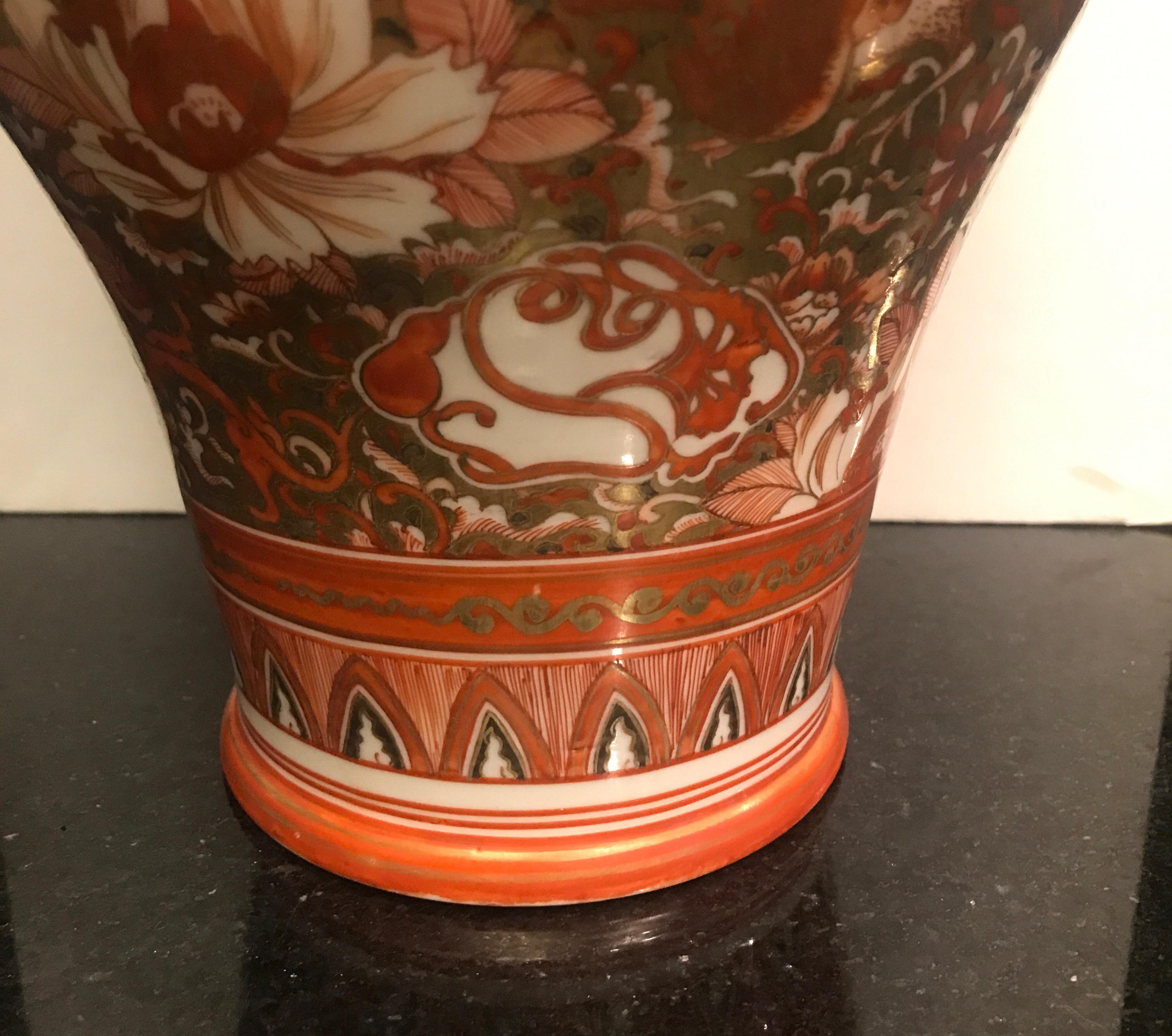 Batik Antique Meiji Period Kutani Japanese Porcelain Temple Jar For Sale