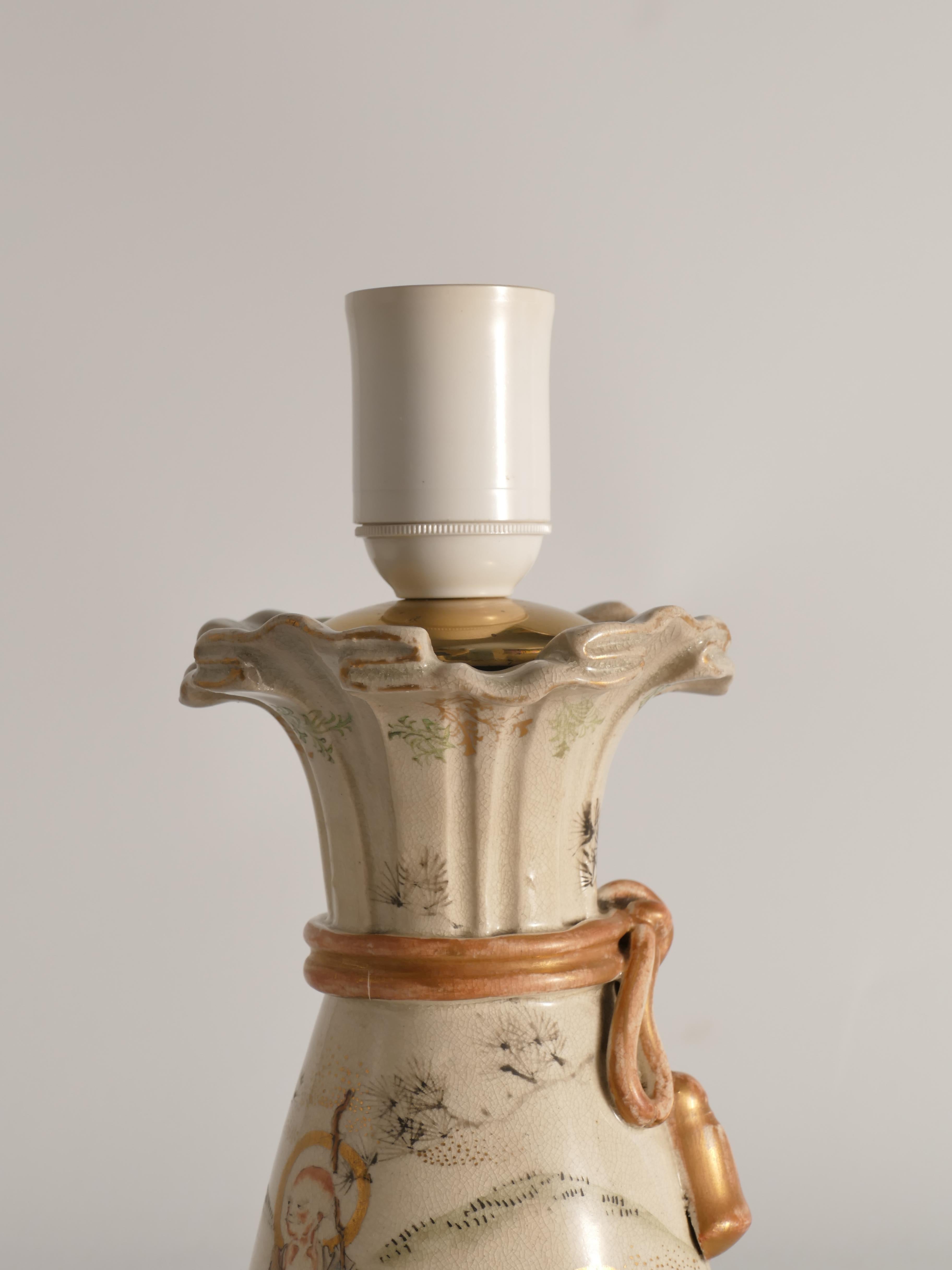 Lampada da tavolo con vaso Satsuma del periodo Meiji di Kyoto, Giappone, 1880 circa in vendita 4