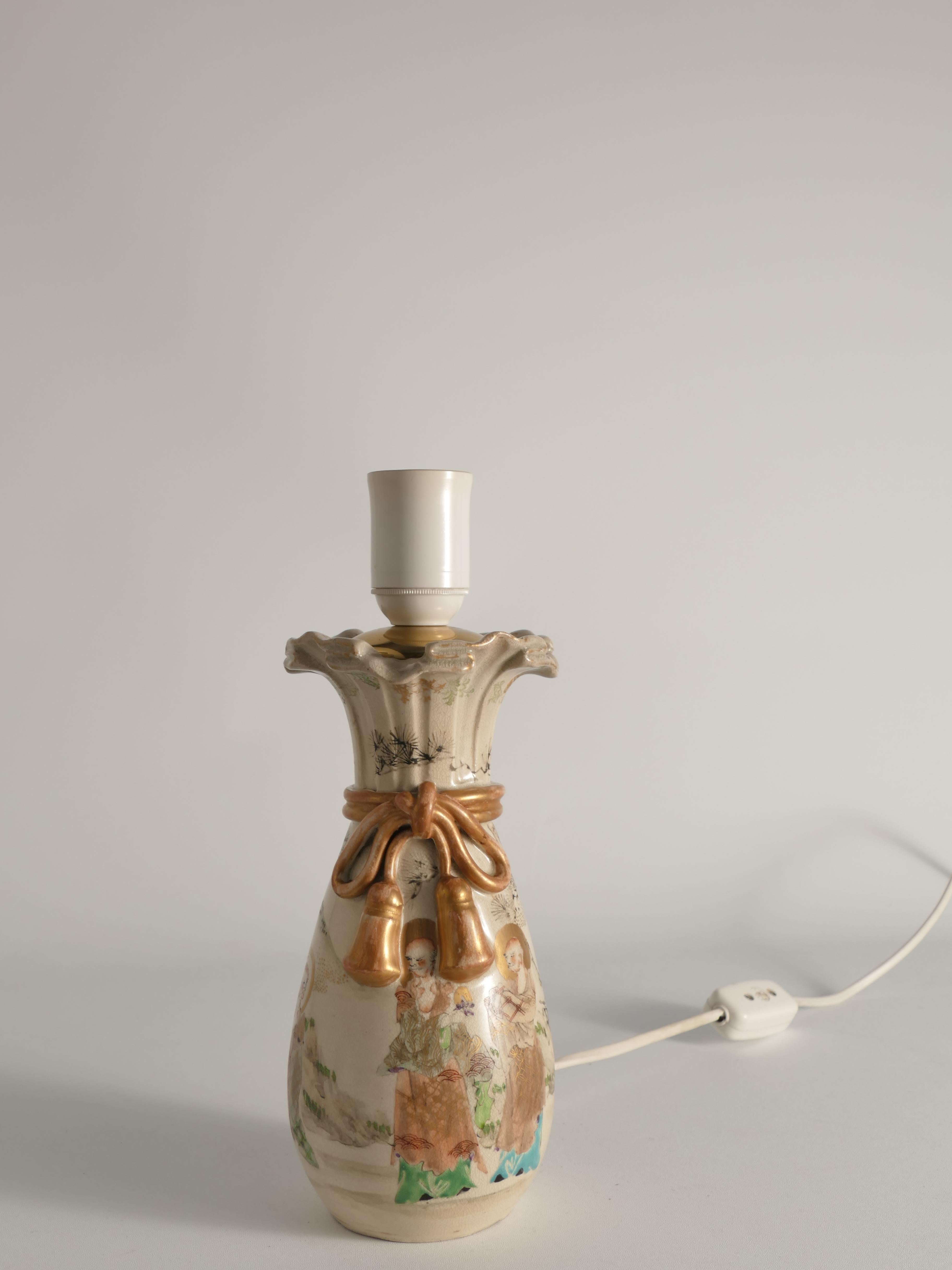 Lampada da tavolo con vaso Satsuma del periodo Meiji di Kyoto, Giappone, 1880 circa in vendita 5