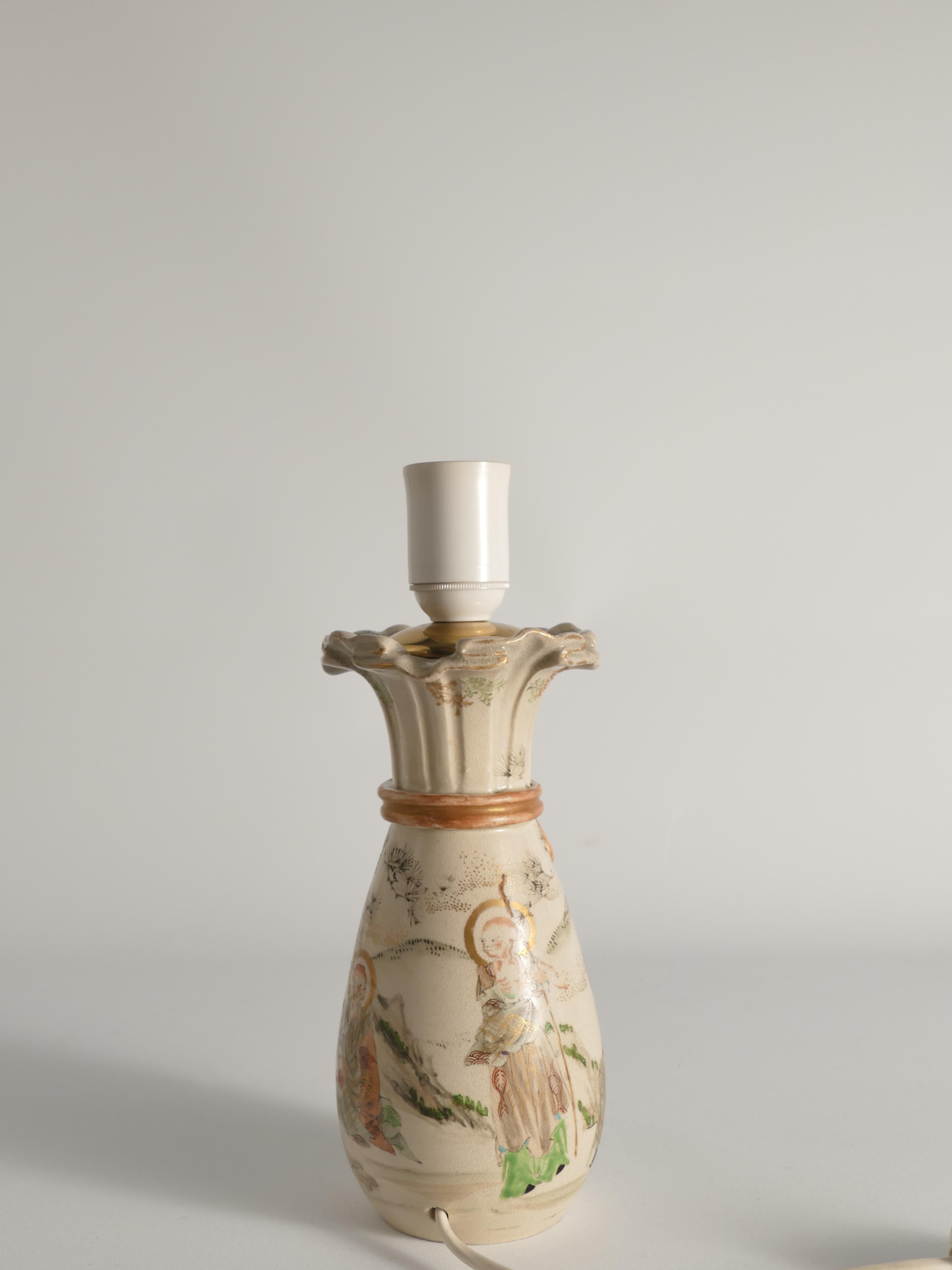 Lampada da tavolo con vaso Satsuma del periodo Meiji di Kyoto, Giappone, 1880 circa in vendita 6
