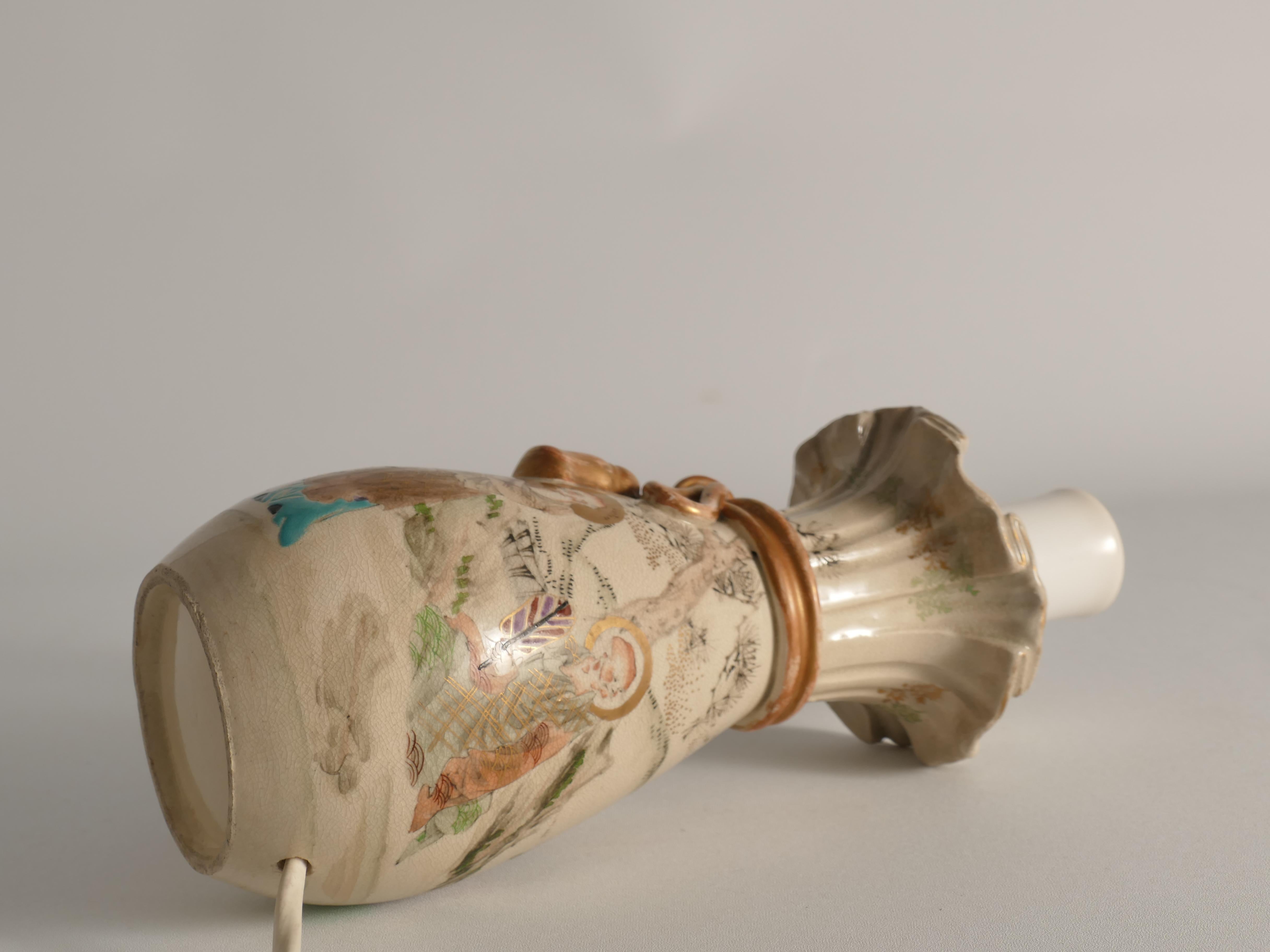 Lampada da tavolo con vaso Satsuma del periodo Meiji di Kyoto, Giappone, 1880 circa in vendita 9