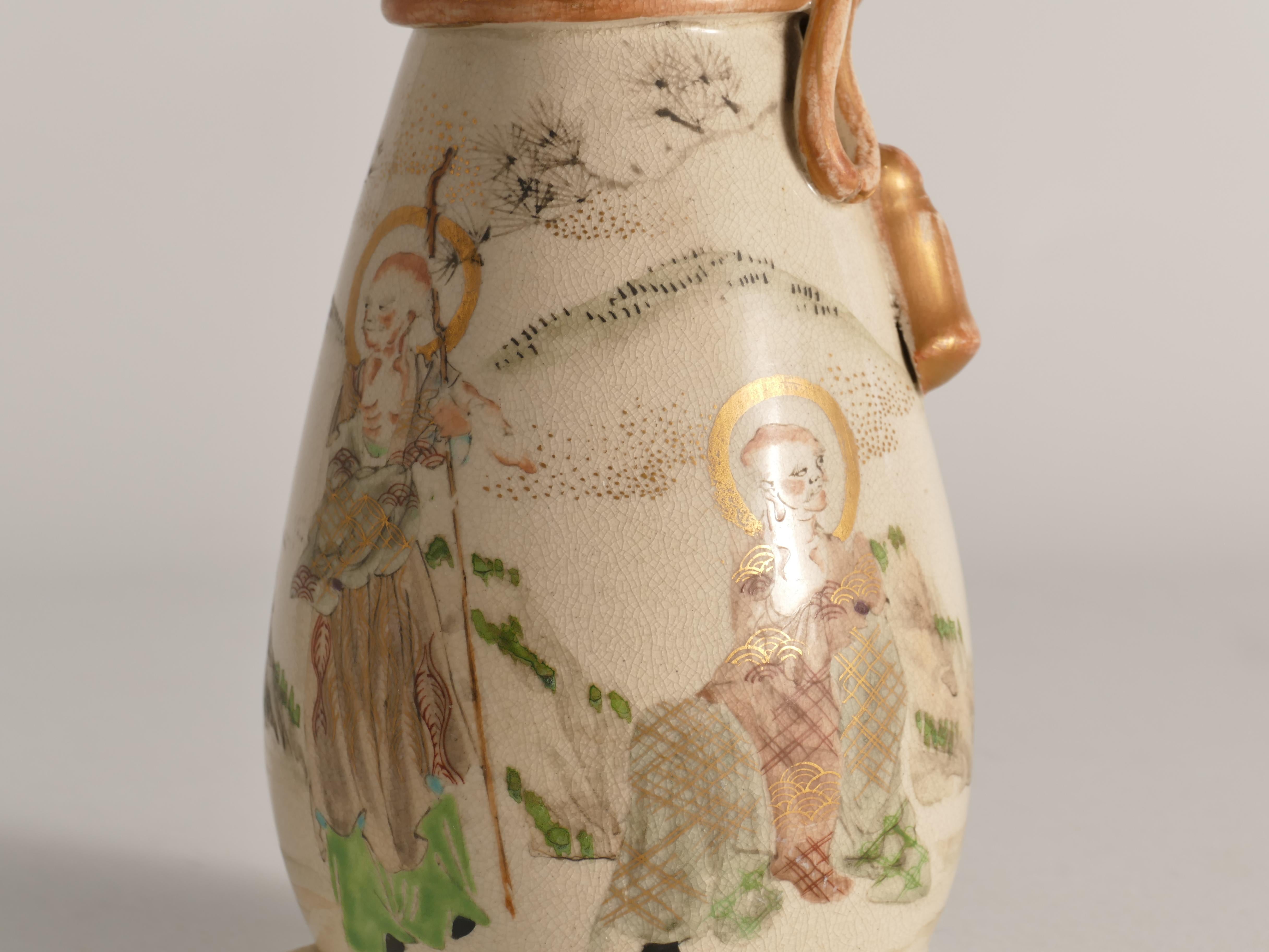XIX secolo Lampada da tavolo con vaso Satsuma del periodo Meiji di Kyoto, Giappone, 1880 circa in vendita