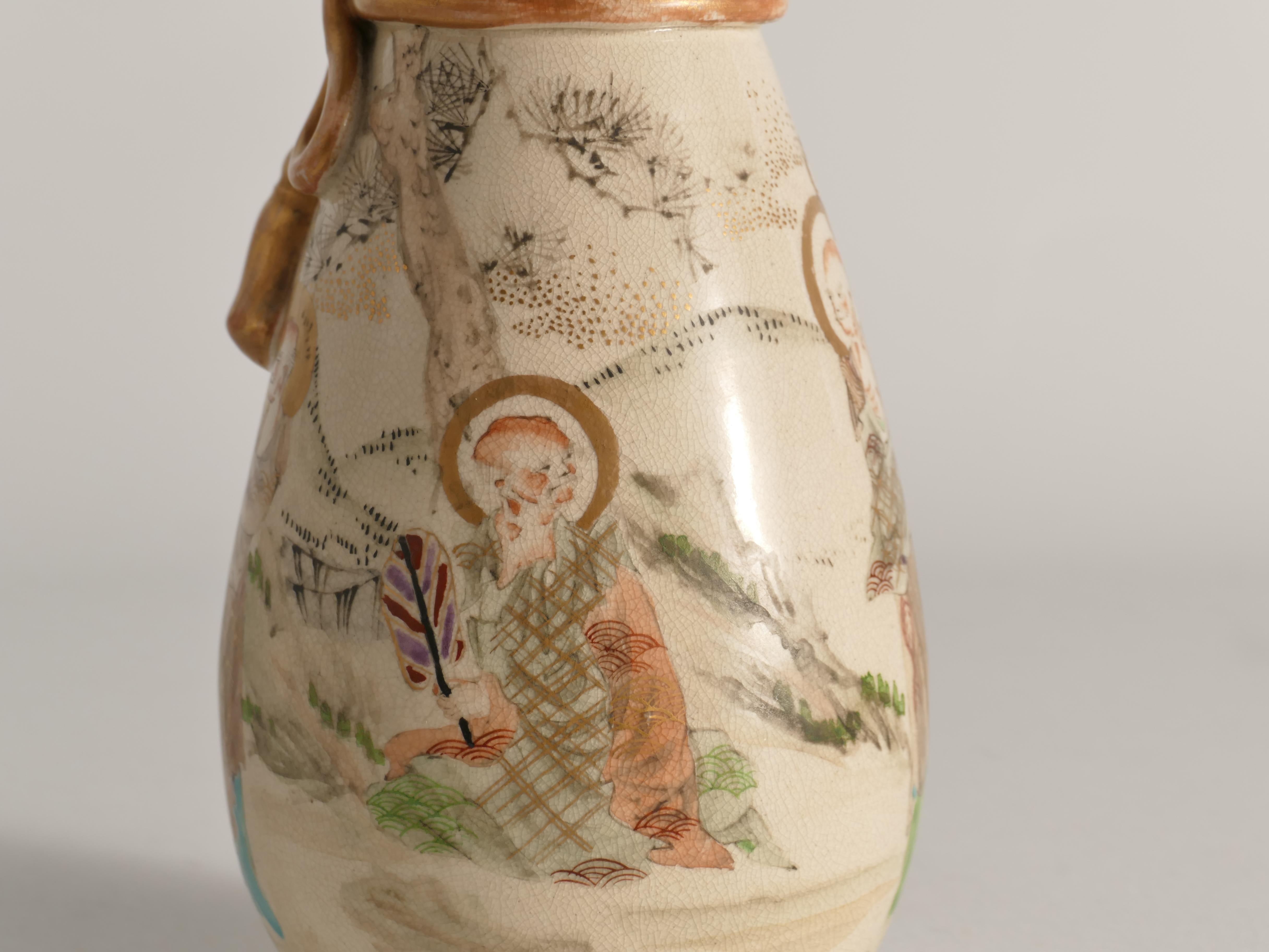 Lampada da tavolo con vaso Satsuma del periodo Meiji di Kyoto, Giappone, 1880 circa in vendita 1