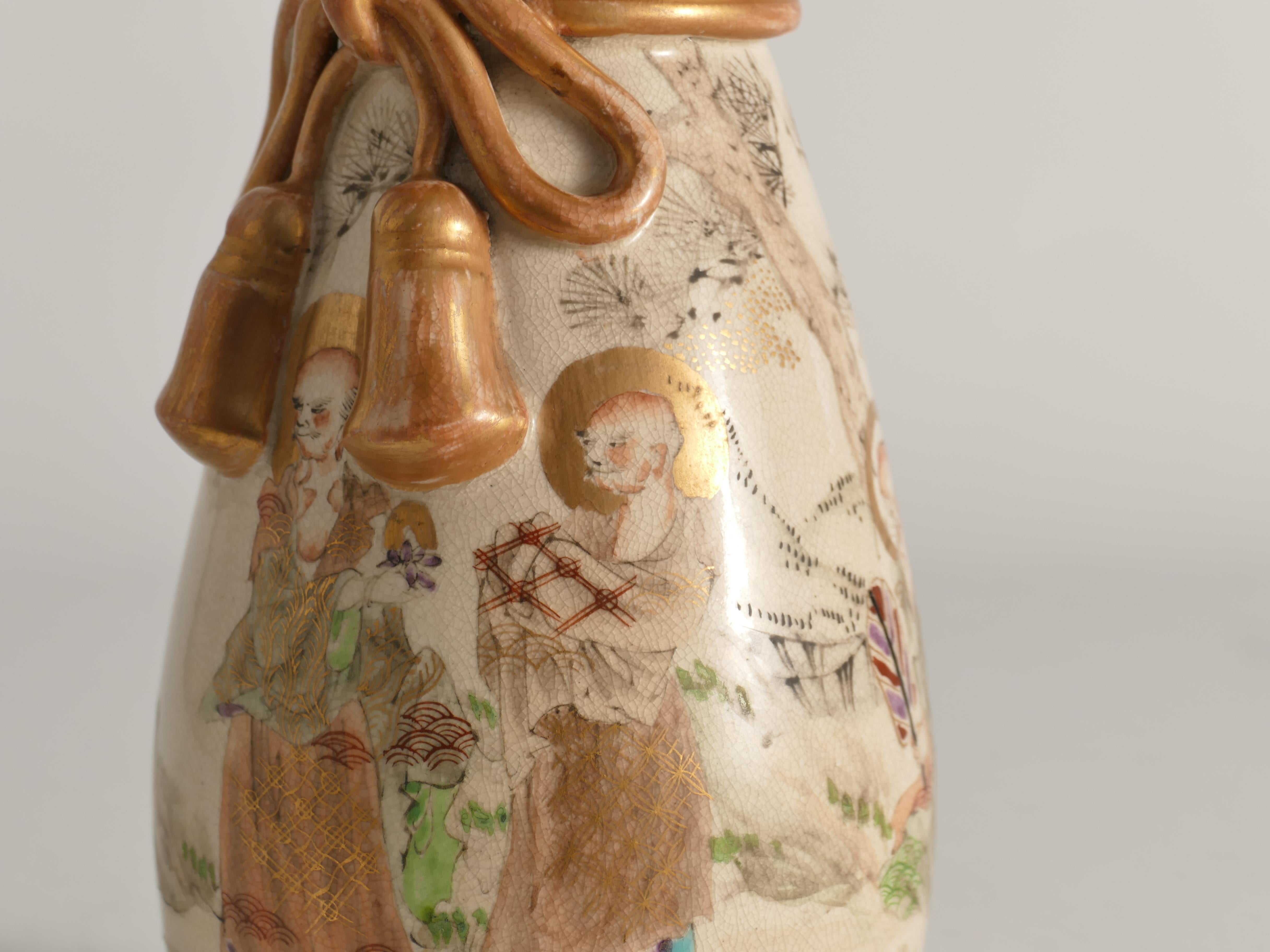 Lampada da tavolo con vaso Satsuma del periodo Meiji di Kyoto, Giappone, 1880 circa in vendita 2