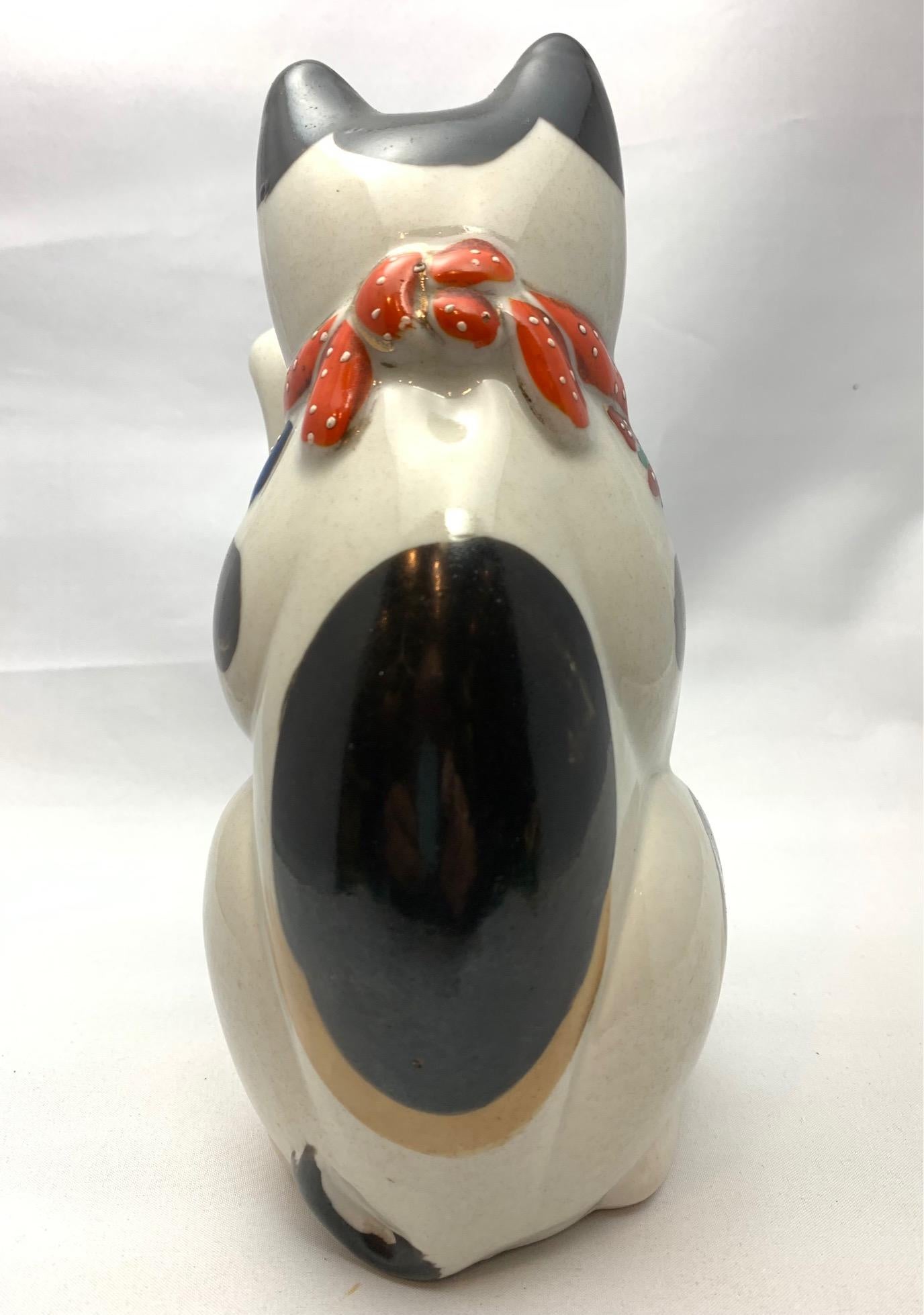 Japanese Meiji Period Maneki Neko Cat Figurine