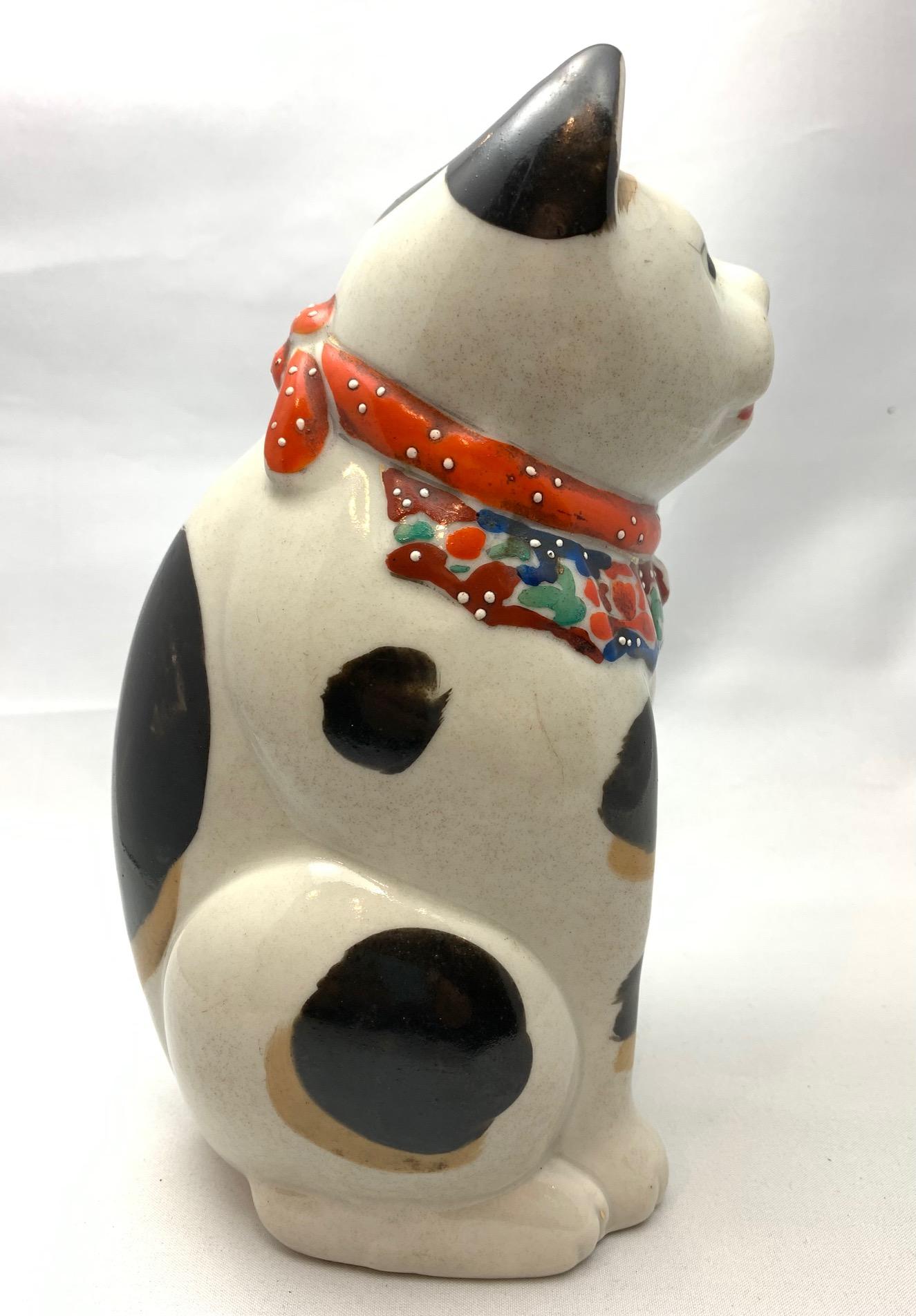 Gilt Meiji Period Maneki Neko Cat Figurine