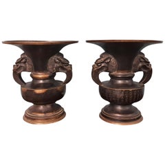 bronze vases for sale Meiji Period Pair of Japanese Bronze Vases