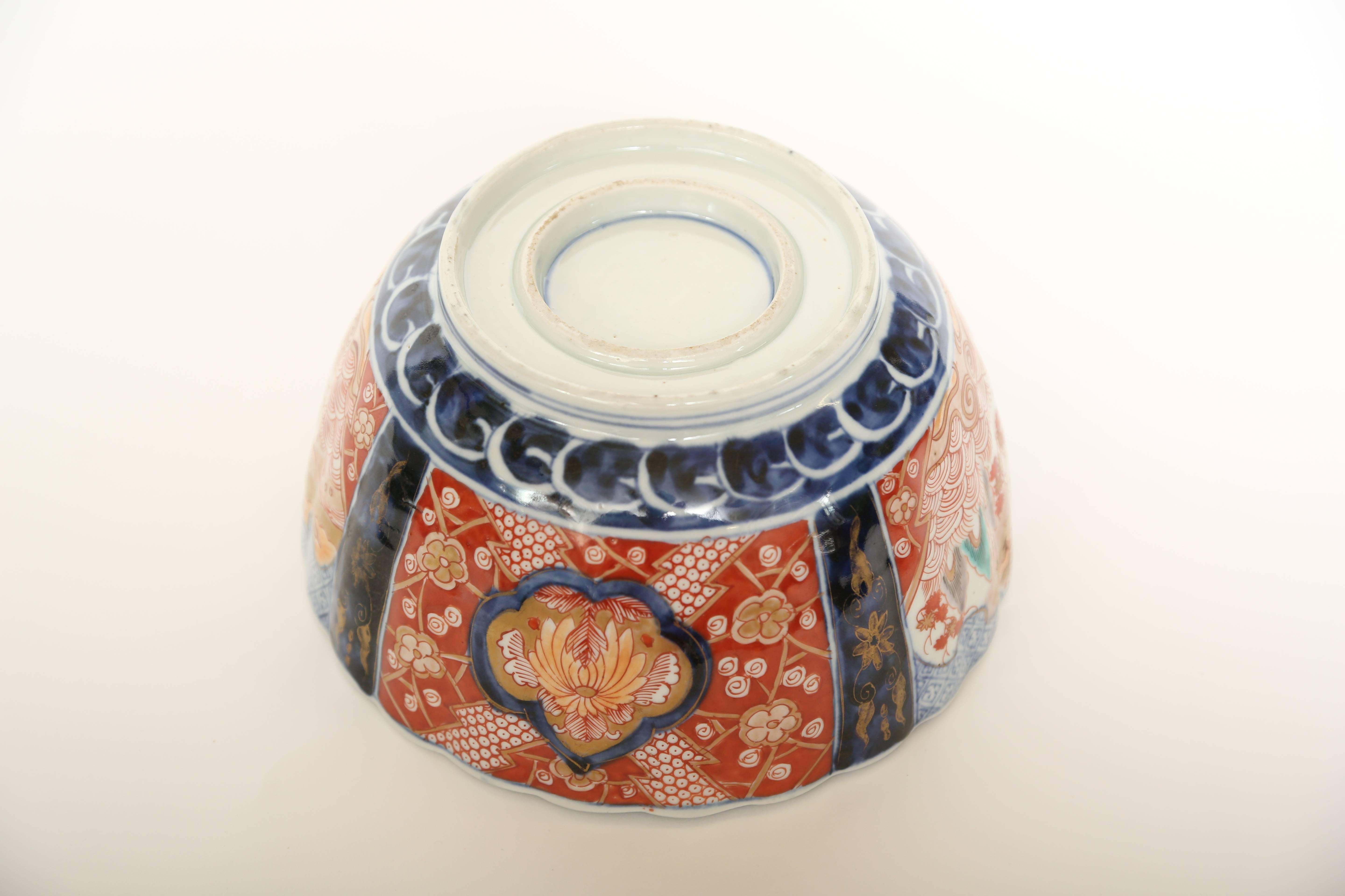Enamel Meiji Period Scalloped Imari Bowl