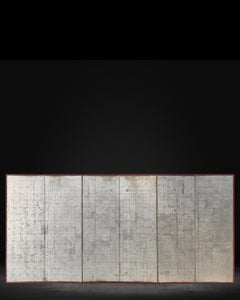 Meiji Period Silver Oxidized Screen