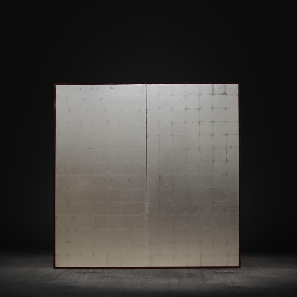 Hand-Crafted Meiji Period Silver Oxidized Screen For Sale