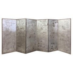 Used Meiji Period Silver Oxidized Screen