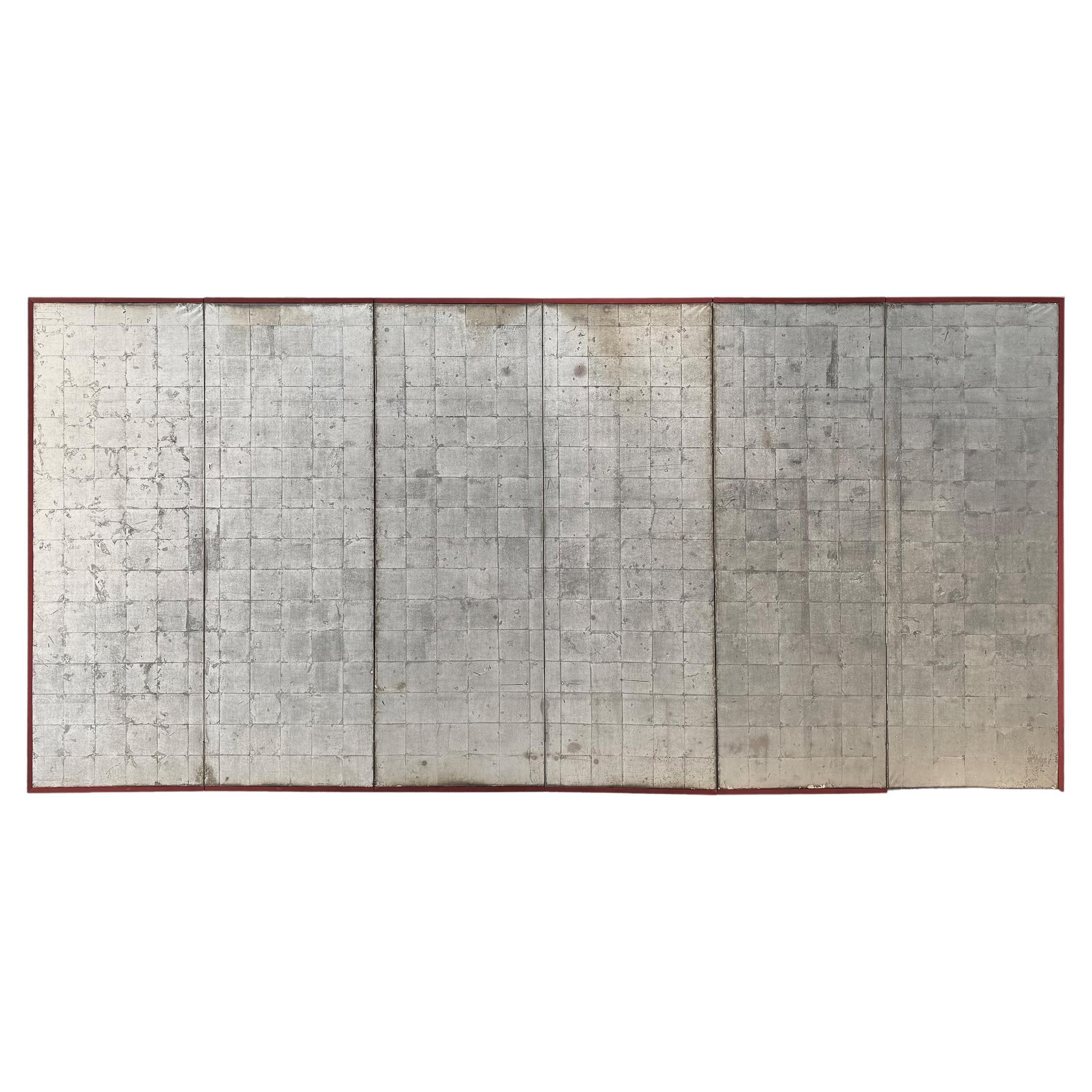Écran en argent oxydé de la période Meiji