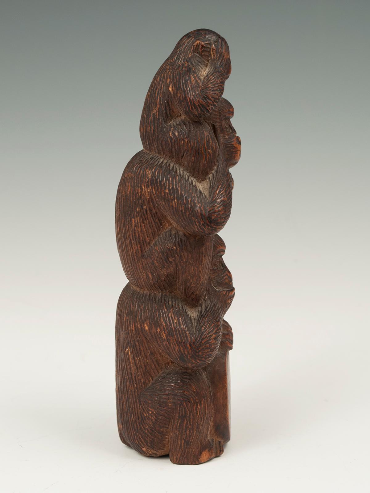 Meiji period wood stacked monkey TOTEM, Japan.

A stack of monkeys portrays the Buddhist maxim, 