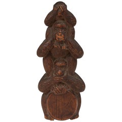 Meiji Period Wood Stacked Monkey TOTEM, Japan