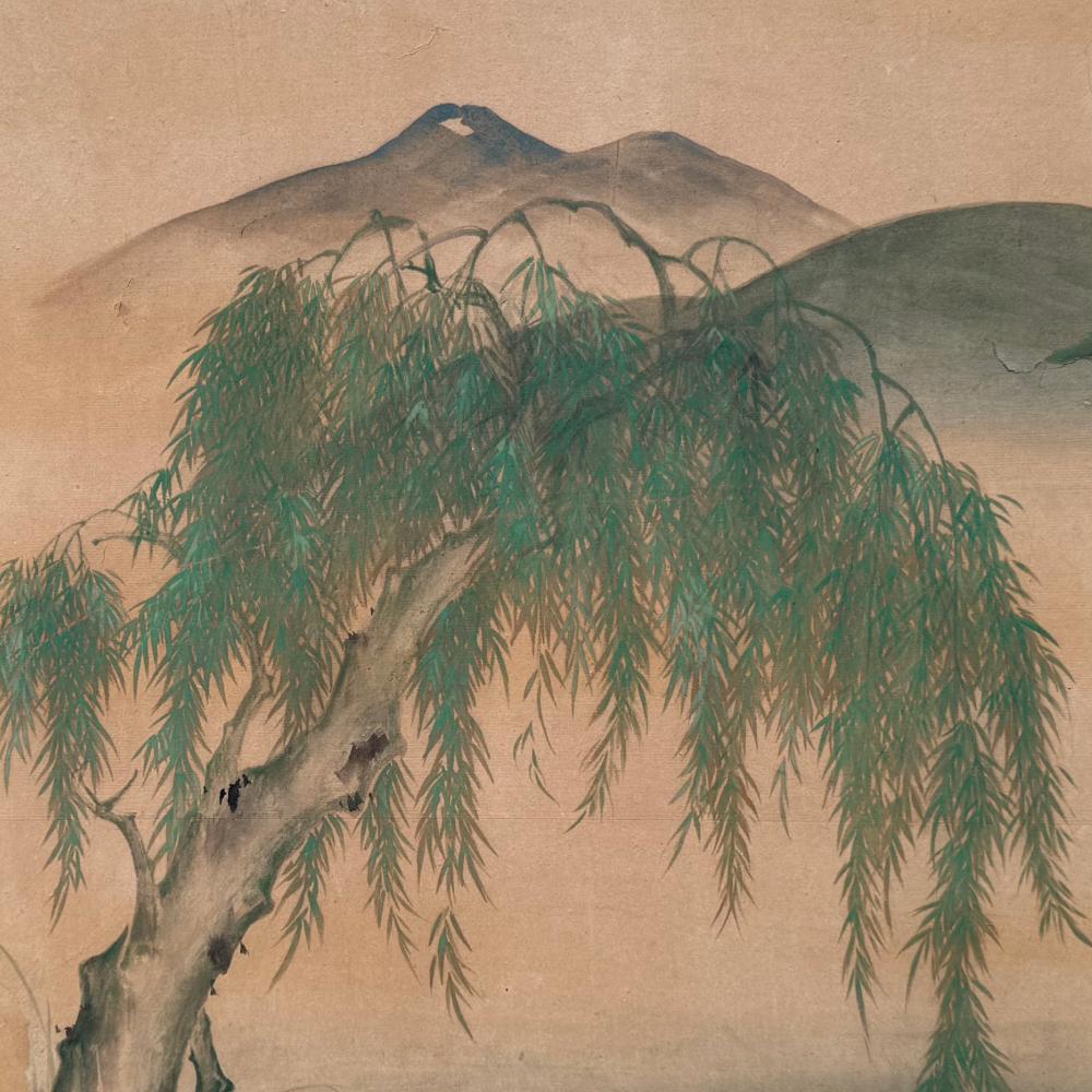 Meiji periof Nature scene with herons In Good Condition For Sale In Fukuoka, JP