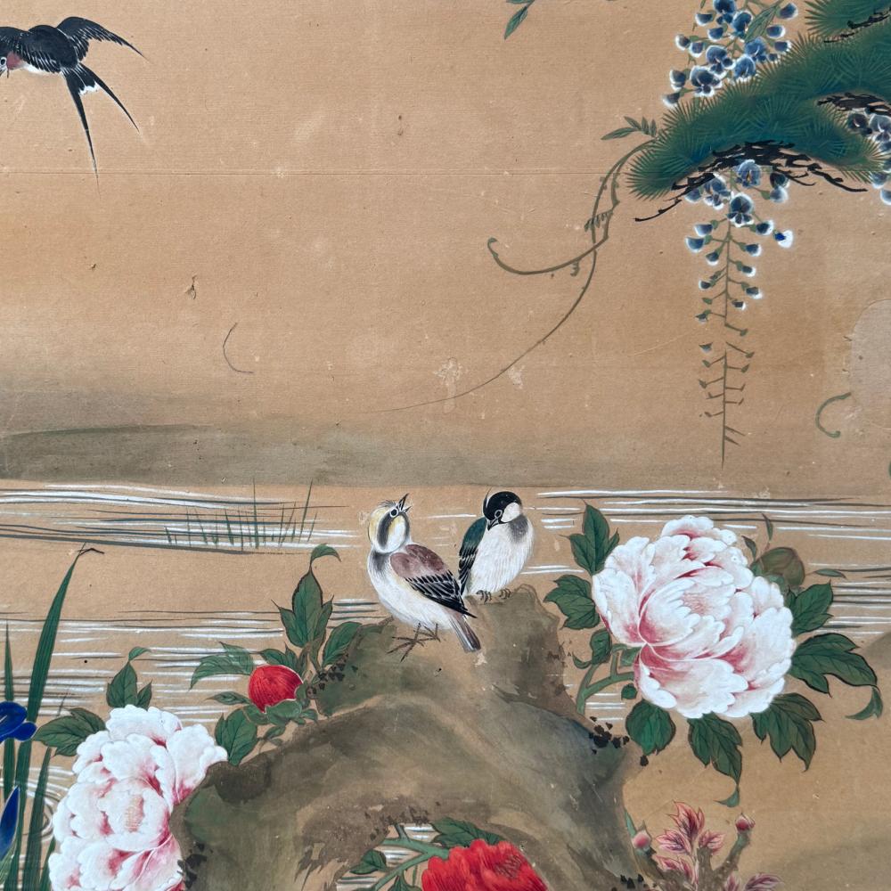 19th Century Meiji periof Nature scene with herons For Sale