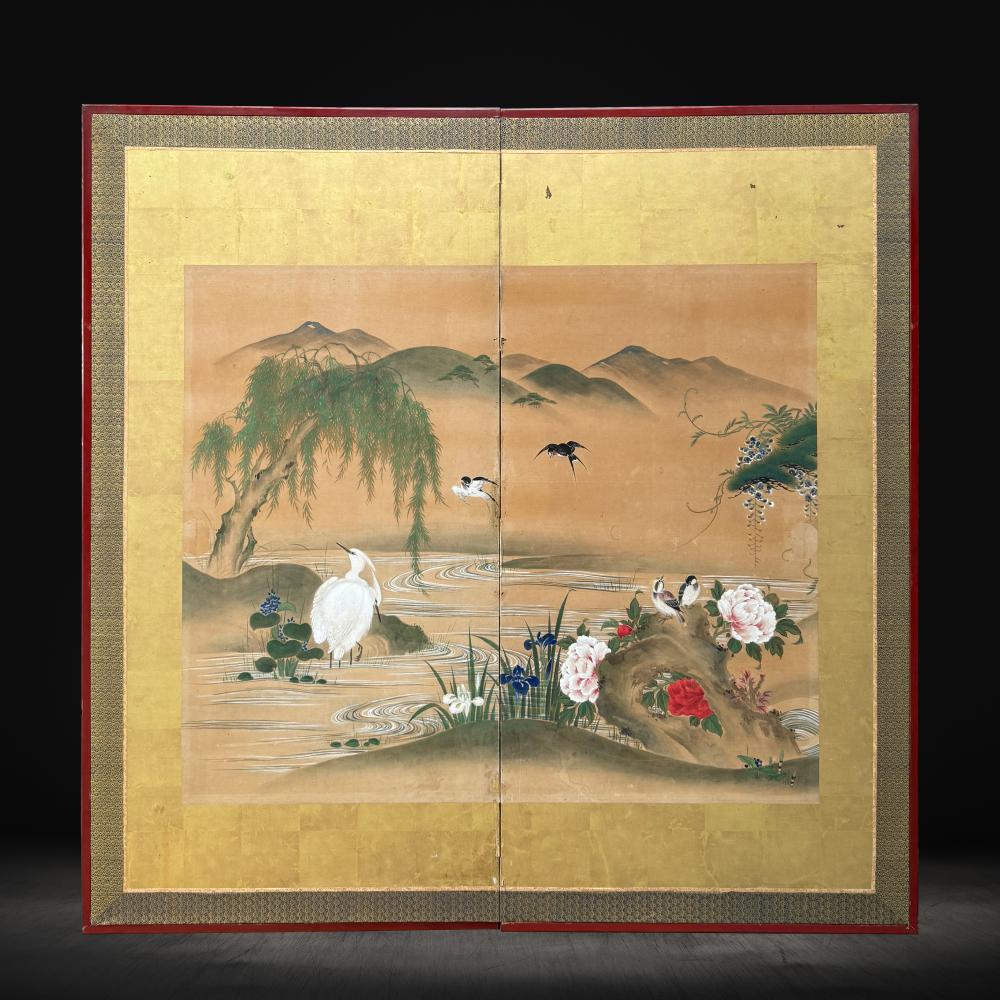 Meiji periof Nature scene with herons For Sale 1