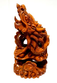 Meiji Style Antique Teakwood Dragon 20th Century