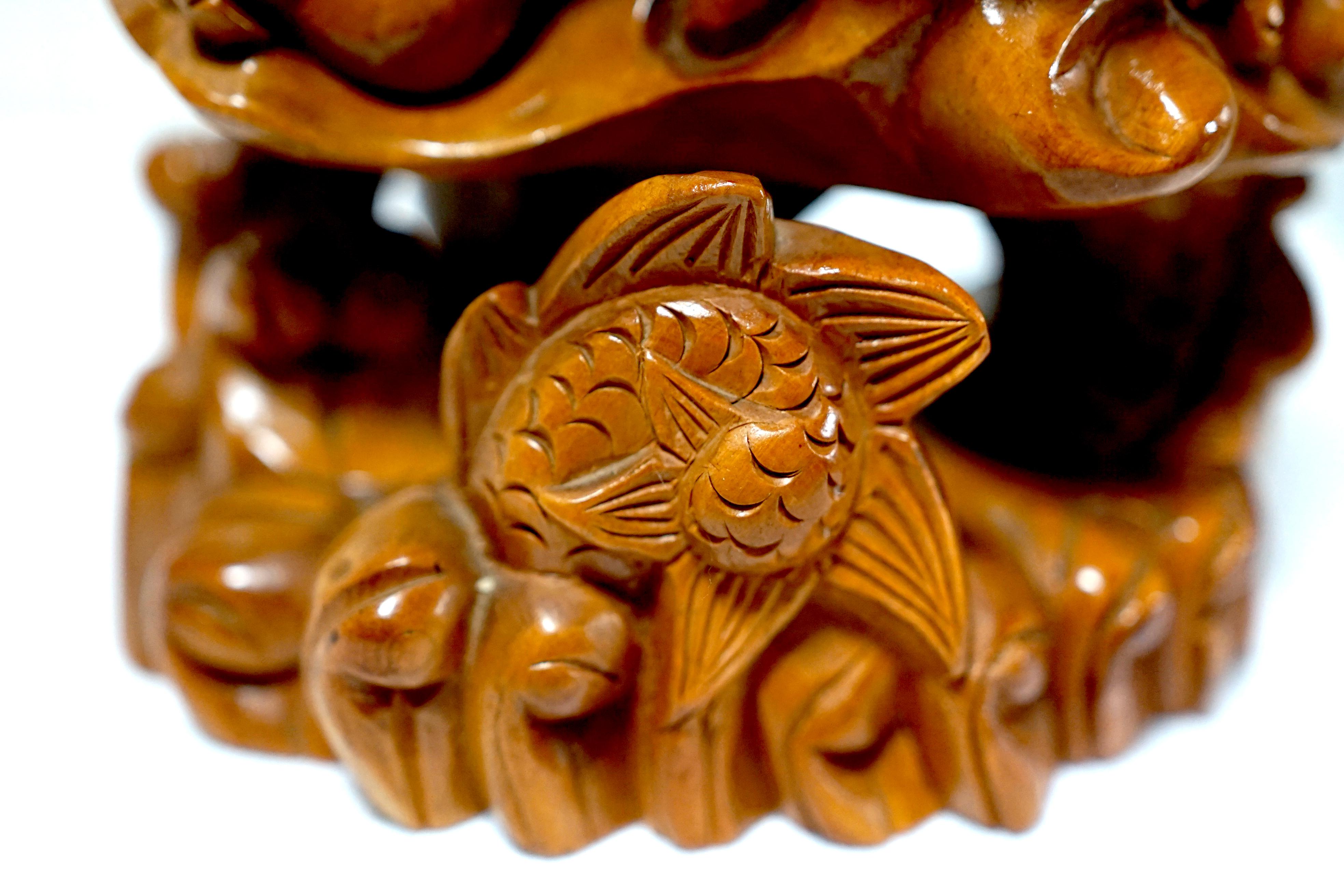 Dragon ancien en bois de teck de style Meiji 20ème siècle en vente 2