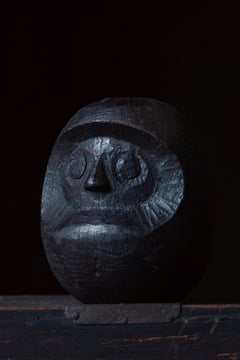 19th Century Meiji Japanese Antique Hand-Carved Keyaki Wood Daruma Mold