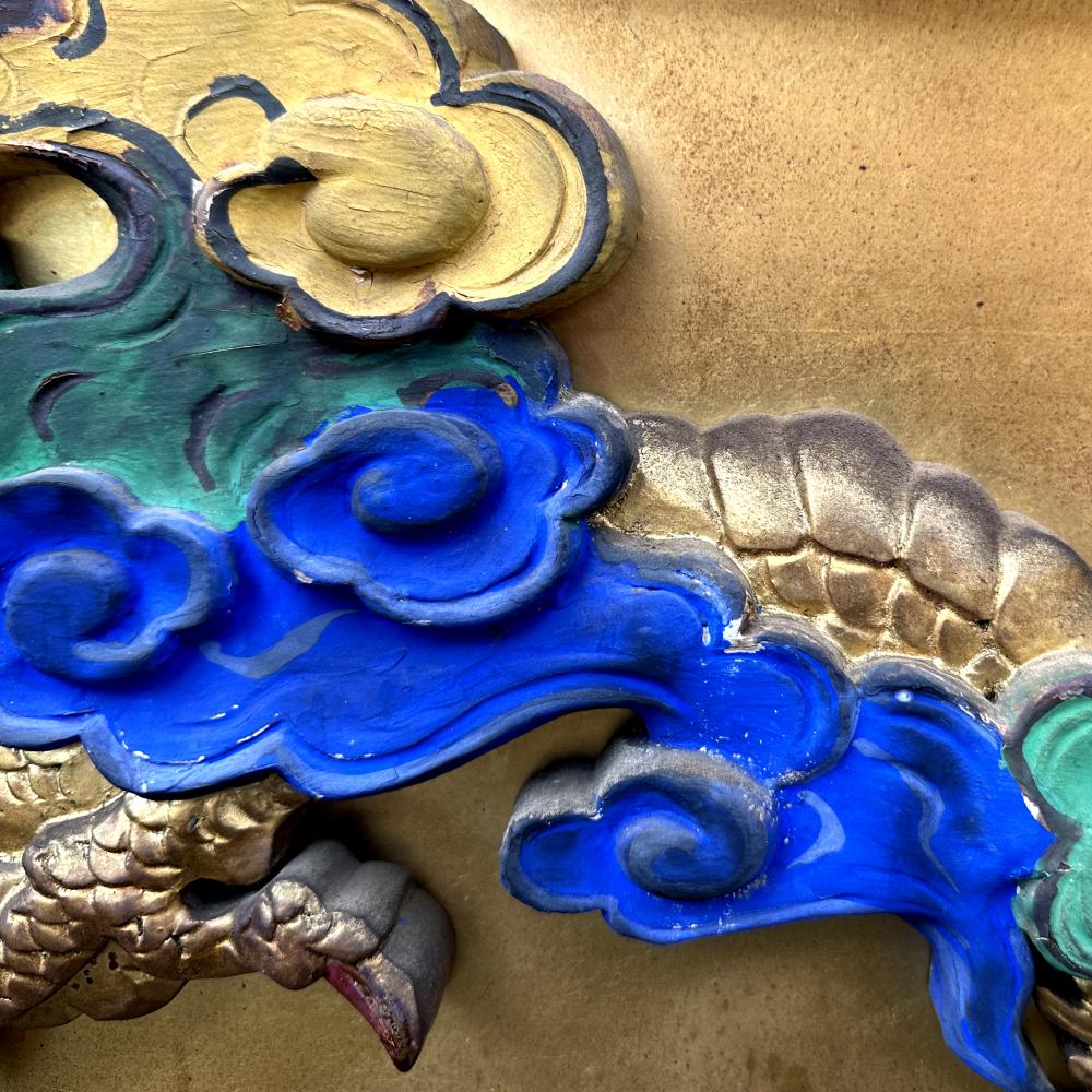 Hand-Carved Meiji Temple Dragon Panels For Sale
