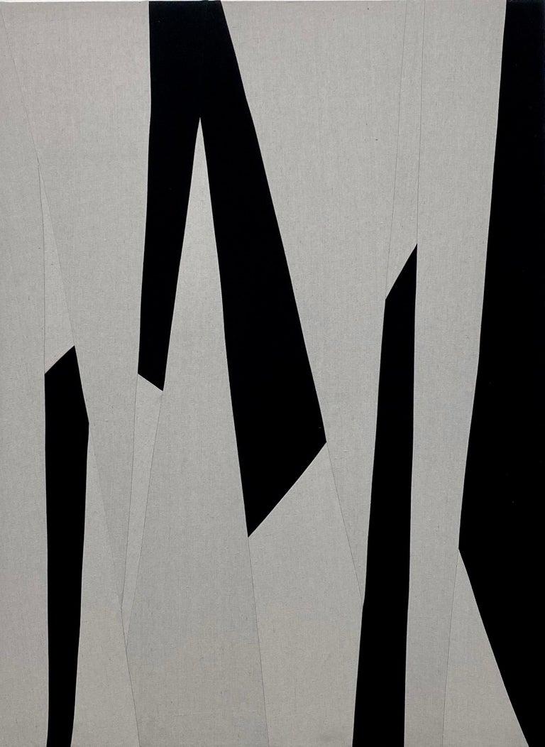 Meike Legler Abstract Painting - Large, Black and White, Fabric, Abstract, Geometrical