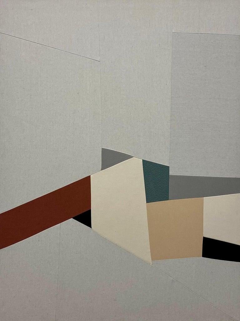 Large, Fabric, Geometrical, Abstract, Burgundy, Cream, Teal - Art by Meike Legler