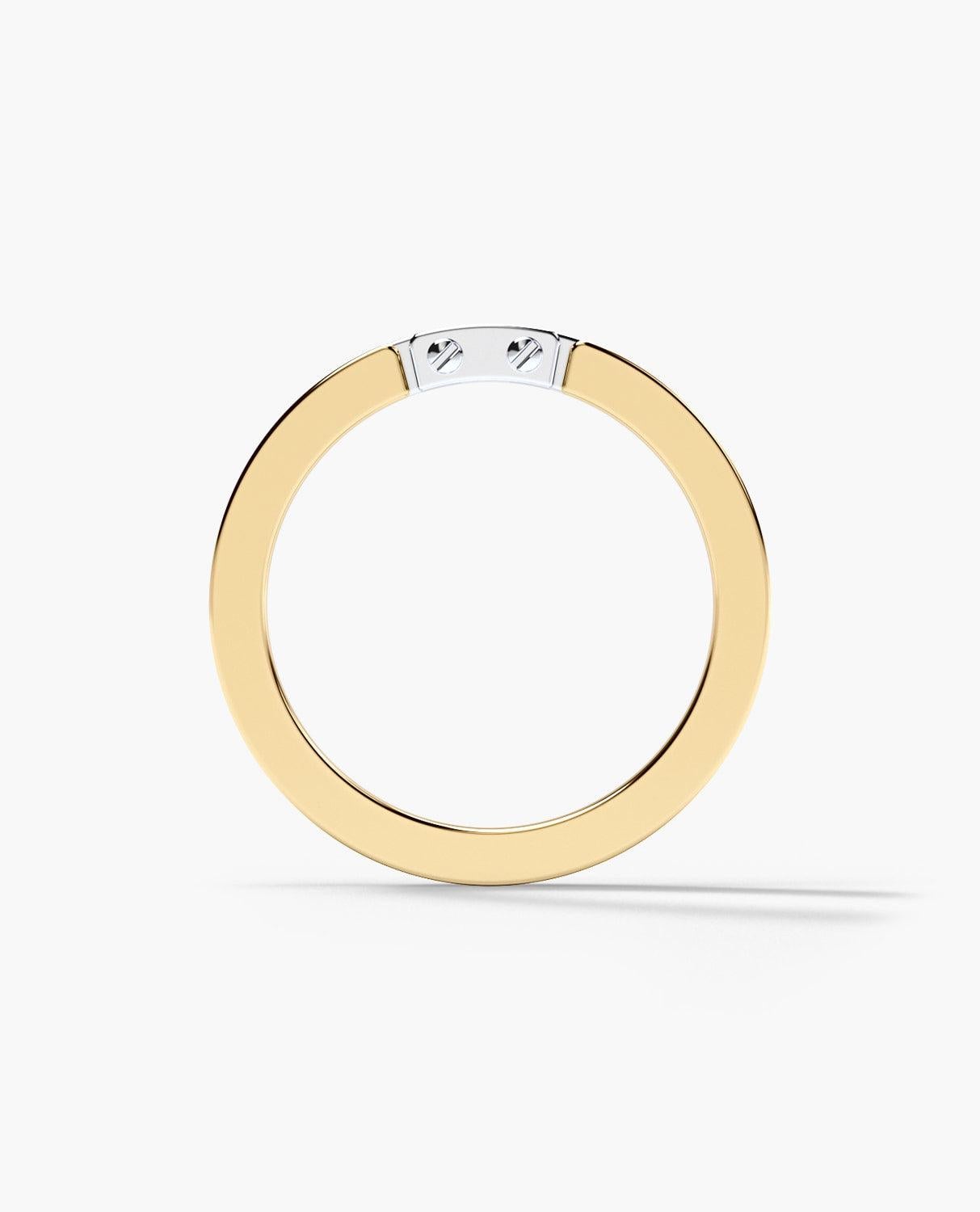 Round Cut MEIKLE Two-Tone 14k Yellow & White Gold Ring with 0.45ct Diamonds For Sale