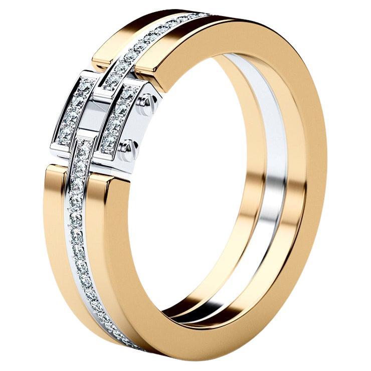 MEIKLE Zweifarbiger Ring aus 14k Gelb- und Weißgold mit 0,45ct Diamanten im Angebot