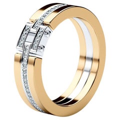 Retro MEIKLE Two-Tone 14k Yellow & White Gold Ring with 0.45ct Diamonds