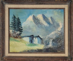 Chalet nelle Alpi svizzere - Olio originale su tavola