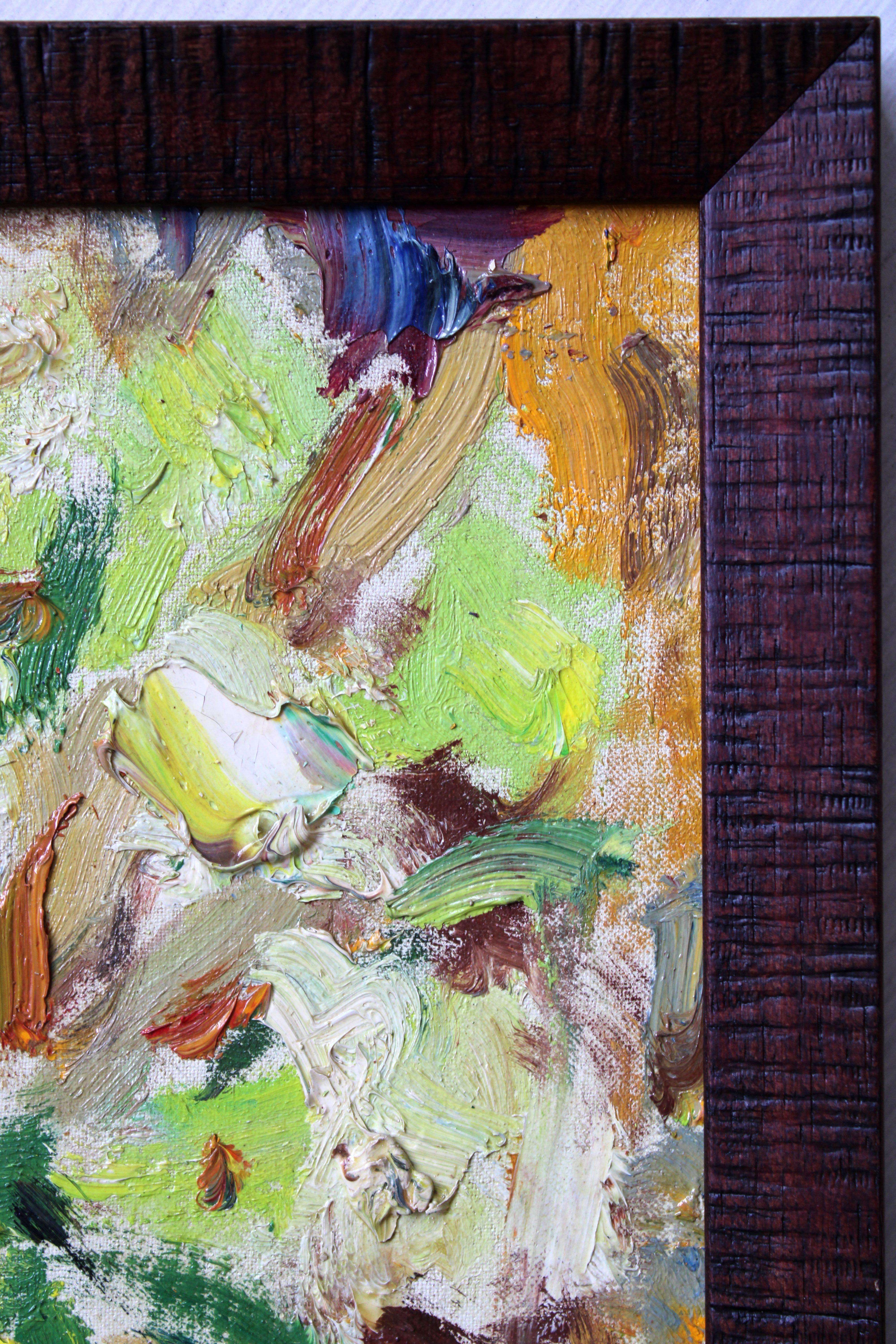 Fiori luminosi. Cartone, olio, 28x19,5 cm in vendita 2