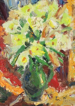 Leuchtende Blumen. Pappe, Öl, 28x19,5 cm
