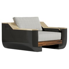 Meilleur Nom Club Chair in Black Lacquer and Polished Bronze by Palena Furniture