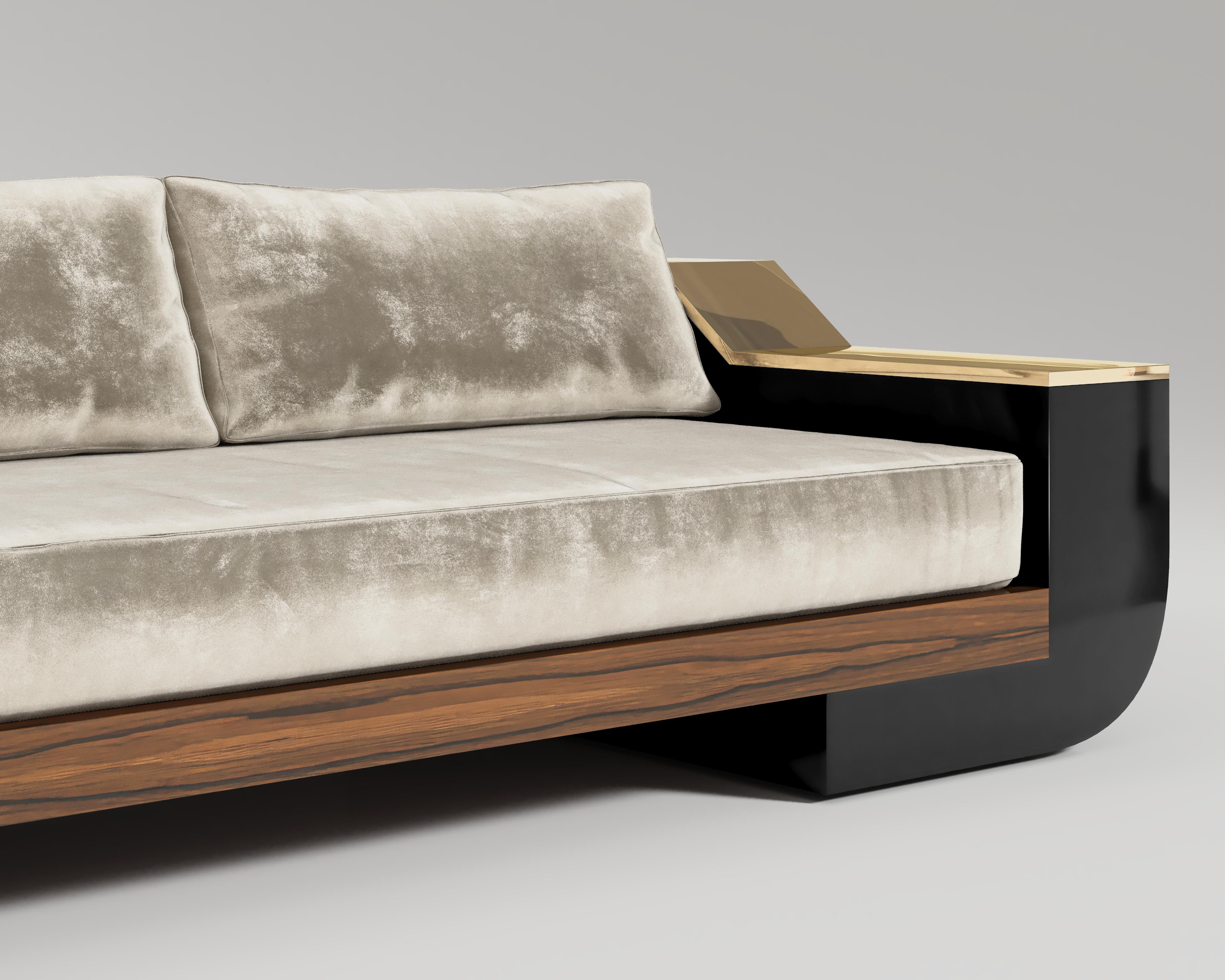 Meilleur Nom Sofa in Black Lacquer and Polished Bronze by Palena Furniture In New Condition For Sale In Istanbul, TR