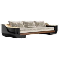 Canapé Meilleur Nom en laque noire et bronze poli par Palena Furniture