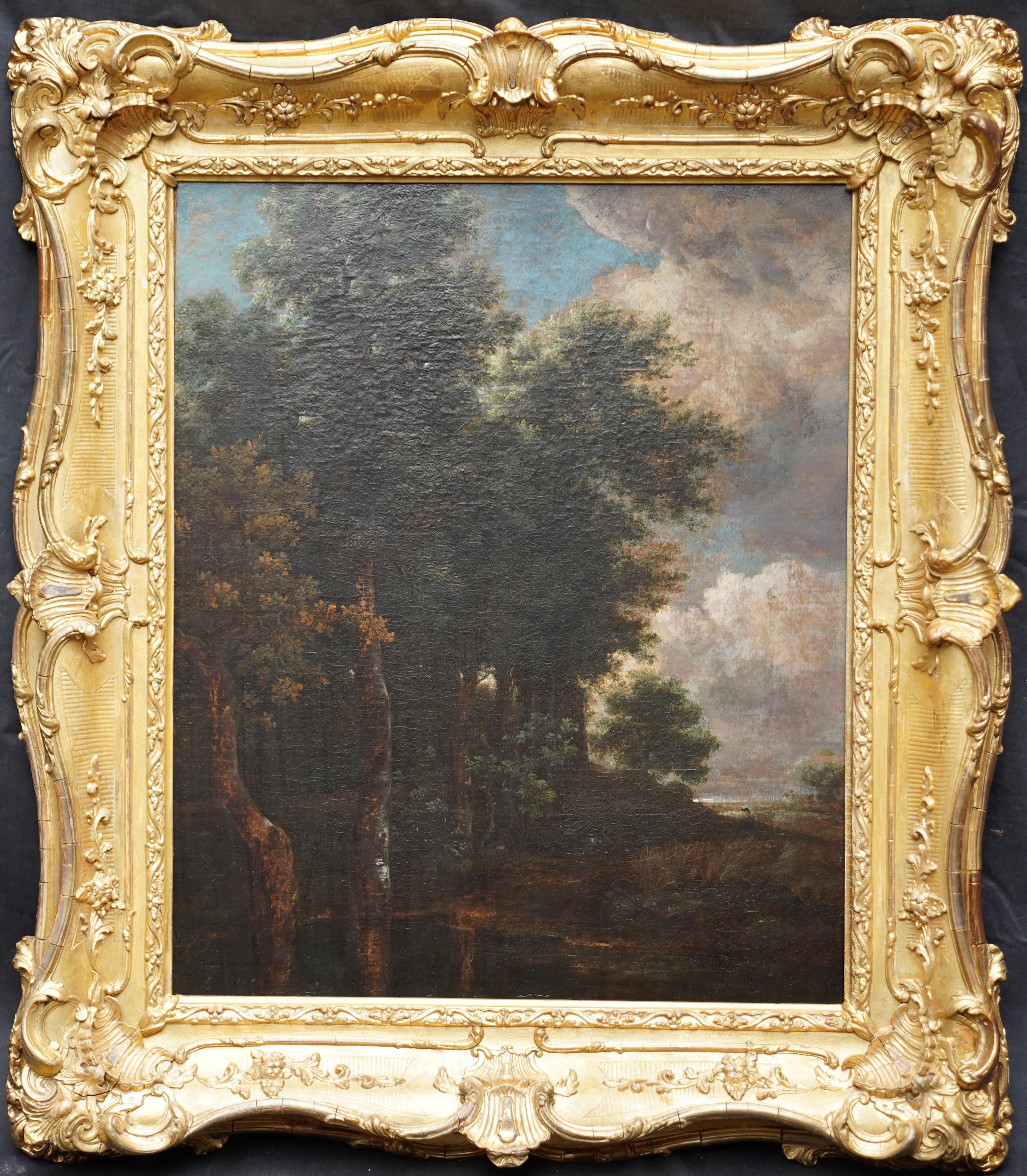 Wooded Landscape with Pond - Dutch Golden Age art 18thC Old Master oil painting 2
