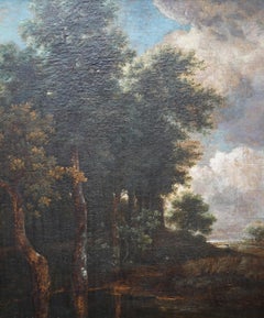 Wooded Landscape with Pond - Dutch Golden Age art 18thC Old Master oil painting