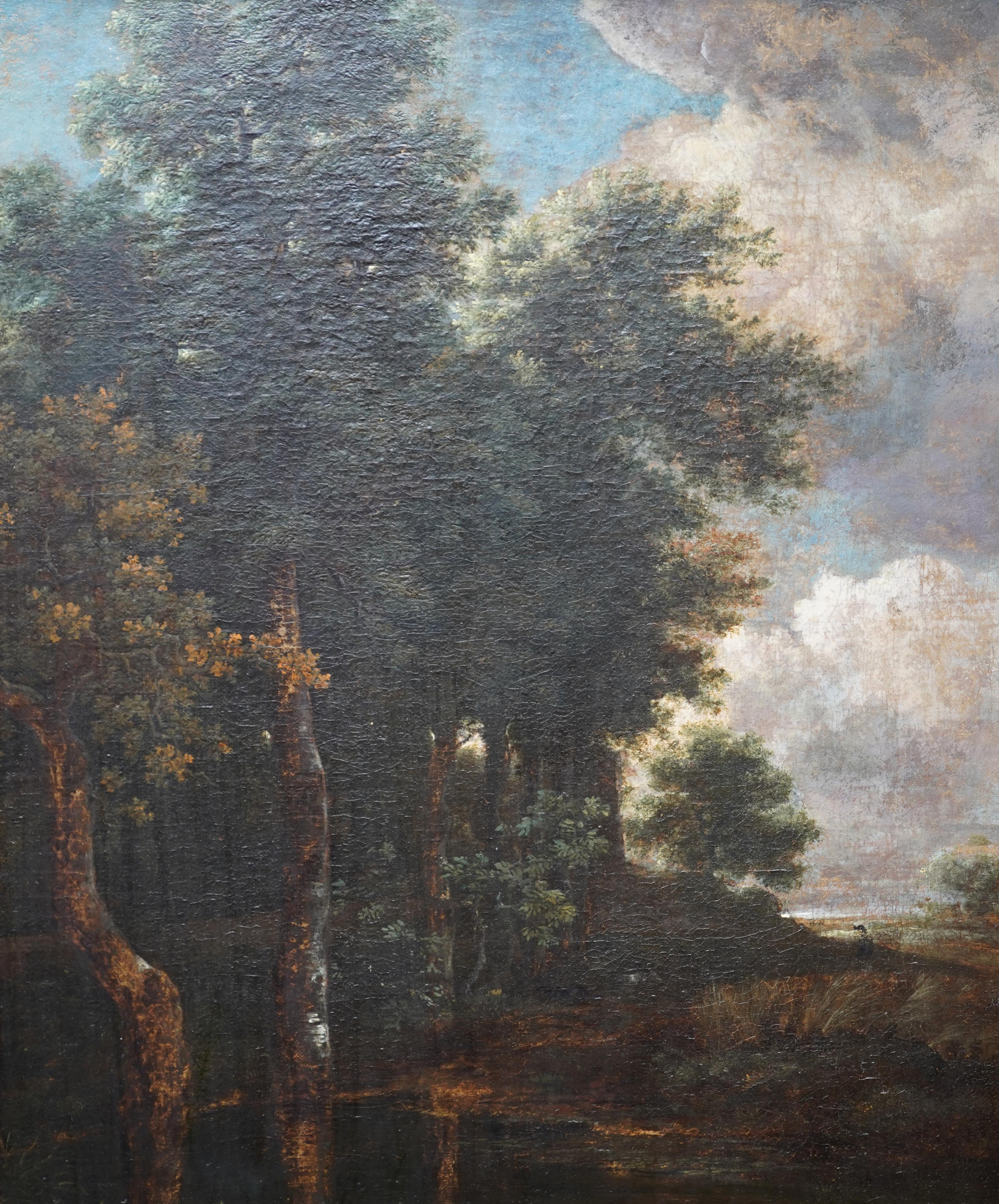 Wooded Landscape with Pond - Dutch Golden Age art 18thC Old Master oil painting 1