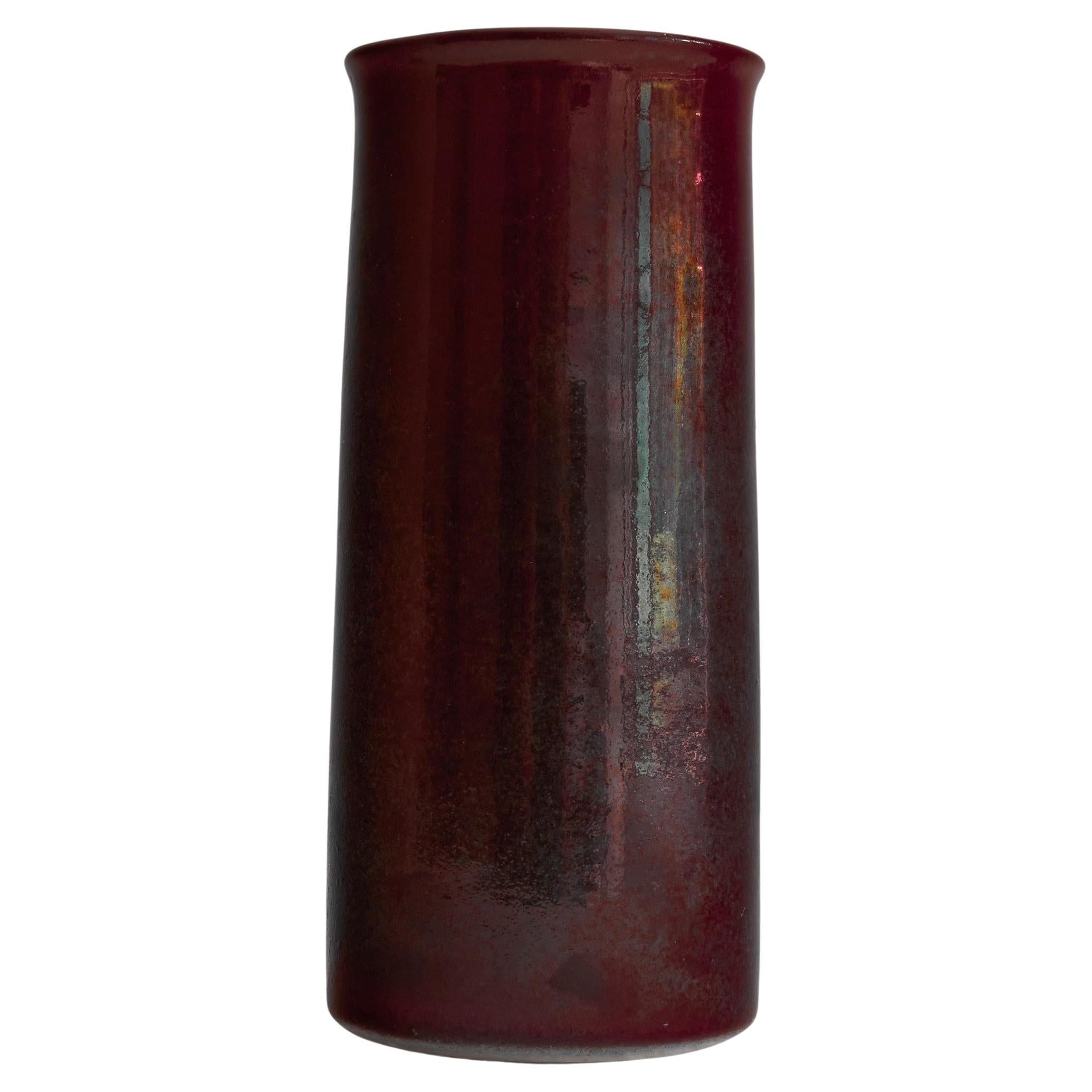 Meindert Zaalberg Jarrón de cerámica Studio Pottery con esmalte metálico morado firmado a mano