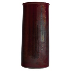 Vase en poterie d'atelier émaillée métallisée violette Meindert Zaalberg signé à la main