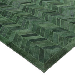 Meir Hand Woven Contemporary Chevron Cowhide 9' 0" x 12' 0" Green Area Rug