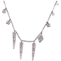 Meira T 14 Karat White Gold off Centre Diamond Charm Necklace