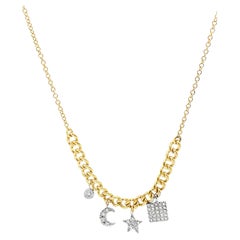 Meira T. 14K Gold Diamond Star & Moon Charm Necklace