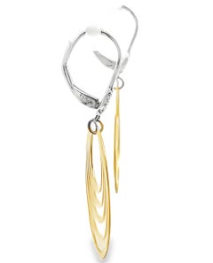 Meira T. 14K Two Tone Gold Dangle Earrings with Diamonds and Concentric Ovals